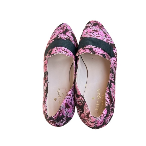 Kate Spade Corina Floral Brocade Loafers Pink Roses Size 6M - Picture 9 of 13
